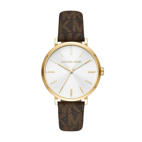 Michael Kors MK2945 Addyson Silver Dial Brown PVC Strap Womens Watch