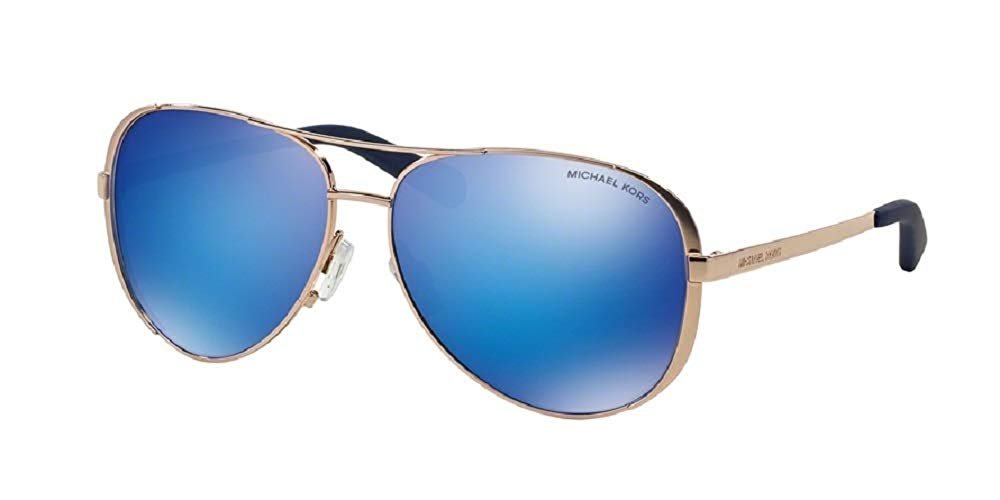 Michael Kors MK5004 CHELSEA Aviator 100325 59M Rose Gold-Tone/Blue Mirror Sunglasses For Women +FREE Complimentary Eyewear Care Kit - image 1 of 3