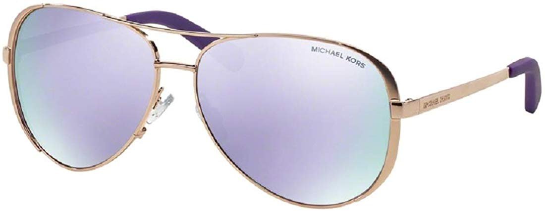 Michael Kors MK5004 CHELSEA Aviator 10034V 59M Rose Gold-Tone/Purple Mirror Sunglasses For Women +FREE Complimentary Eyewear Care Kit - image 1 of 4