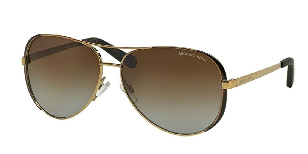 Michael Kors MK5004 CHELSEA Aviator 1014T5 59M Gold/Dark Chocolate Brown/Brown Gradient Polarized Sunglasses For Women +FREE Complimentary Eyewear Care Kit - image 1 of 4