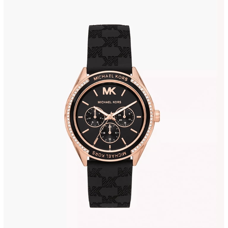 Michael Kors MK7266 Jessa Rose Gold Glitz Dial Black Strap