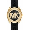 thumbnail image 1 of Michael Kors MK7313 Black Gold Tone Logo Dial Black Silicone Band Women's Watch, 1 of 4