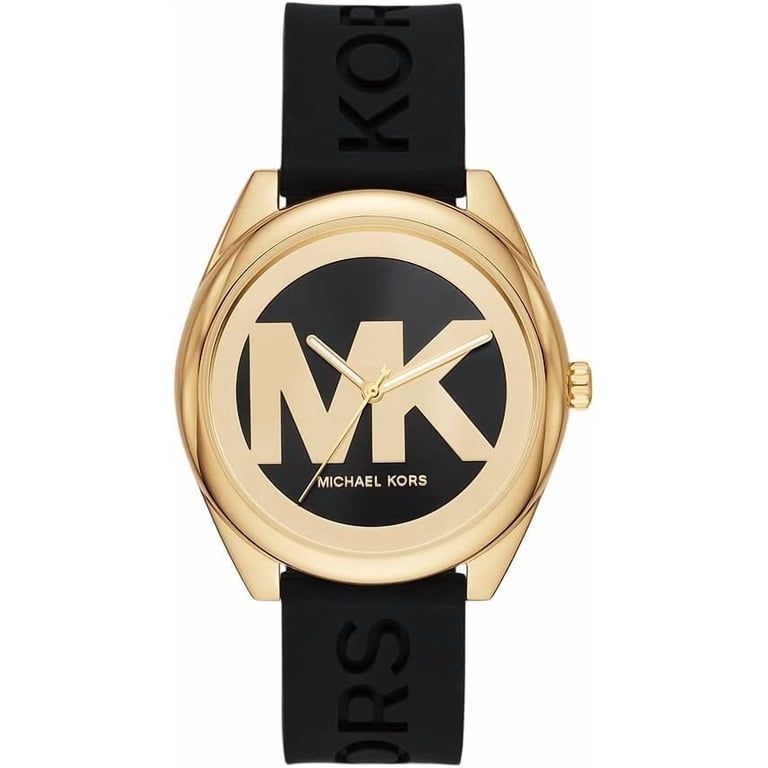 Michael Kors MK7313 Black Gold Tone Logo Dial Black Silicone  display picture 1