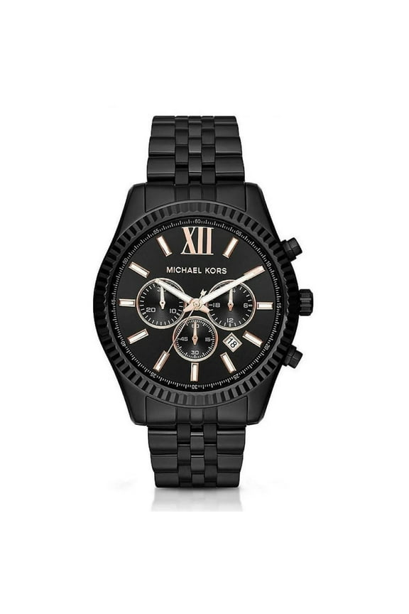 MK8467 Lexington Chronograph Black Dial Black Steel Strap Men's Watch