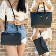 Michael Kors Maisie Large Pebbled Leather 3-In-1 Tote Bag Black Mk Signature