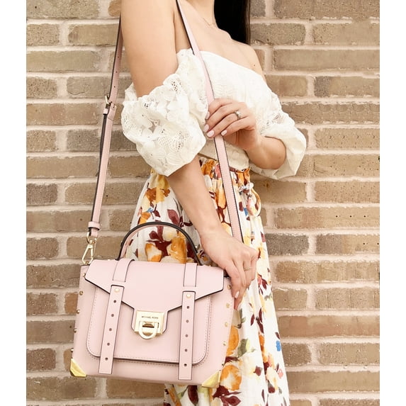 Michael Kors Manhattan Medium Powder Blush Leather Top Handle Satchel Handbag