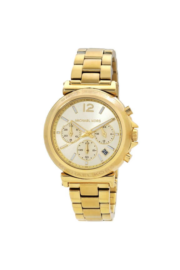 Maren Chronograph Quartz Gold Dial Ladies Watch MK7493