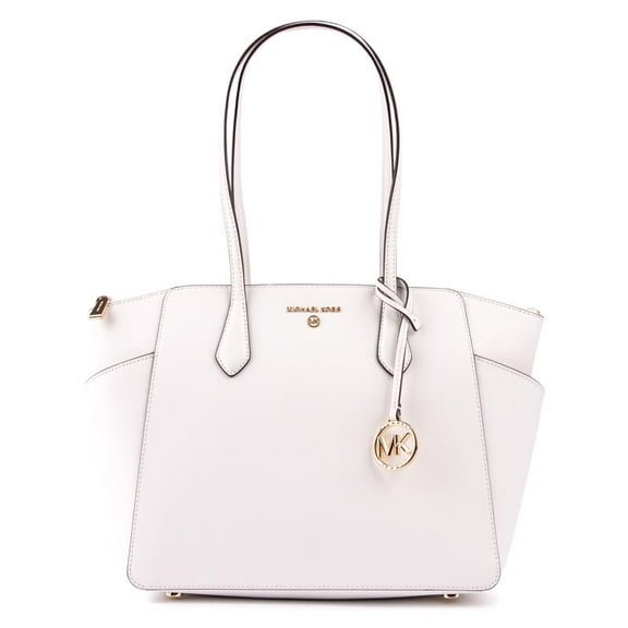 Michael Kors  Marilyn Medium Saffiano Leather Top Zip Tote,Optic White