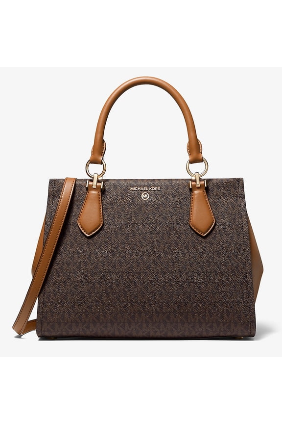 Marilyn Logo Medium Satchel Bag, Brown/Acorn