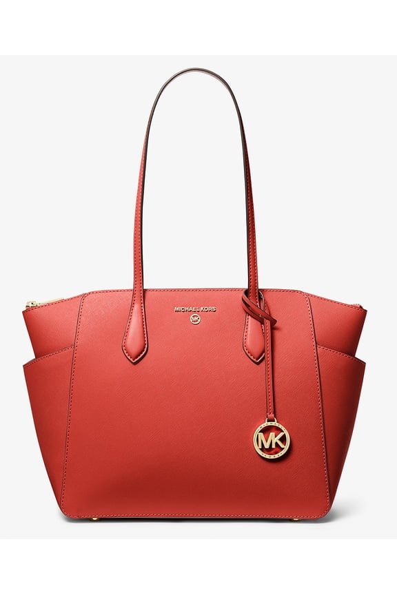 Marilyn Medium Leather Tote Bag, Spiced Coral