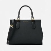 Michael Kors Marilyn Medium Saffiano Leather Convertible Satchel Bag Black