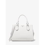 Michael Kors Marilyn Medium Saffiano Leather Satchel Bag,Optic White