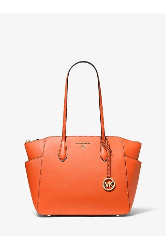 Marilyn Medium Saffiano Leather Tote Bag,Optic Orange