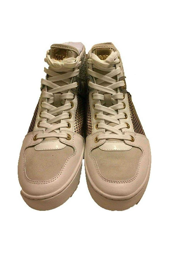 Matty High-Top Metallic Leather Sneaker (Beige, 8.5 / 39M)