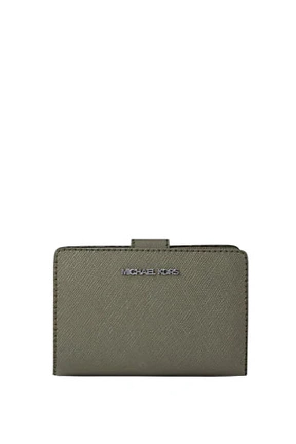 Medium Saffiano Leather Wallet, Zip & Snap Closure