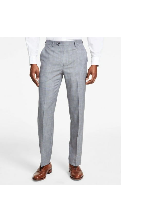 Men's Classic-Fit Stretch Wool-Blend Suit Pants Gray B4HP $190 (Regular,38,30 in)