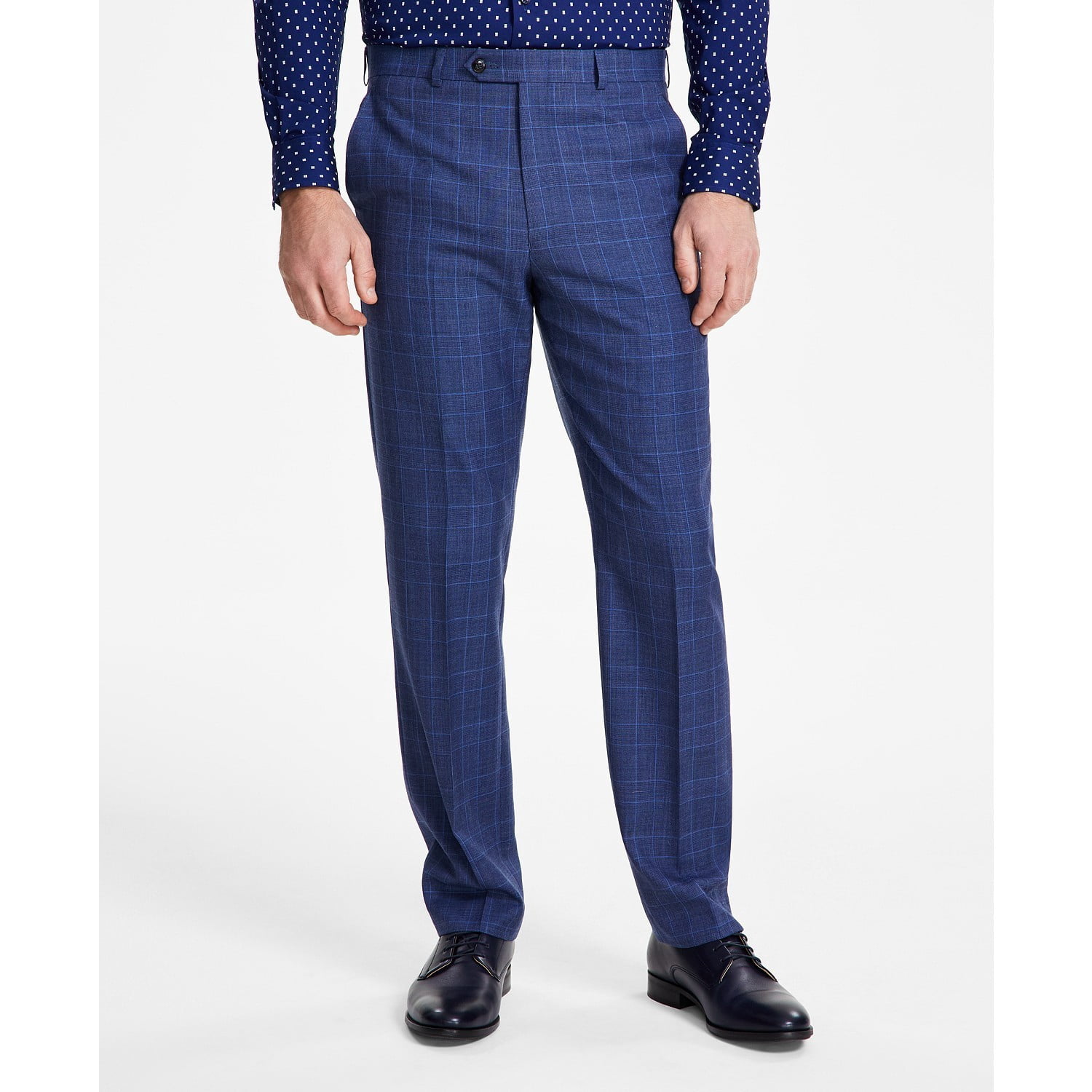 michael kors classic fit performance dress pants Men's Classic-Fit Stretch Wool-Blend Suit - Mid Blue Plaid Size:medium (6-8) A Look at the Winning Land a business casual