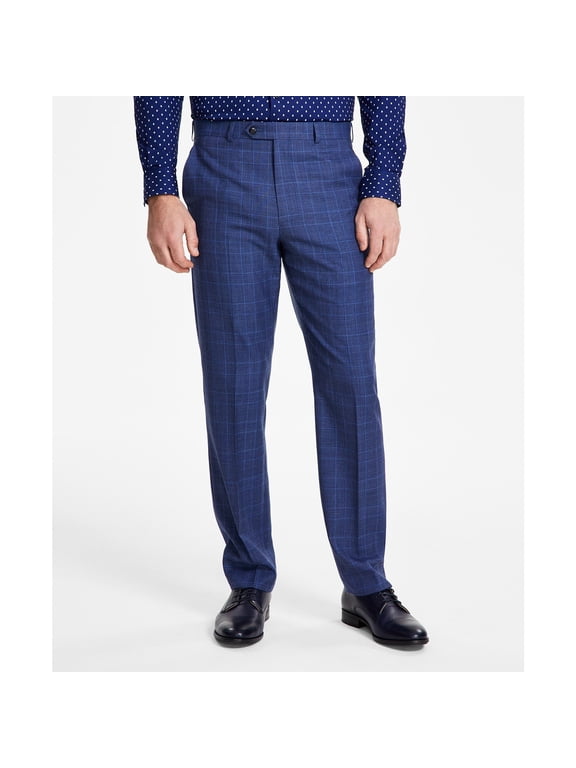 Men's Classic-Fit Stretch Wool-Blend Suit Pants Blue B4HP $190 (Regular,38,34 in)