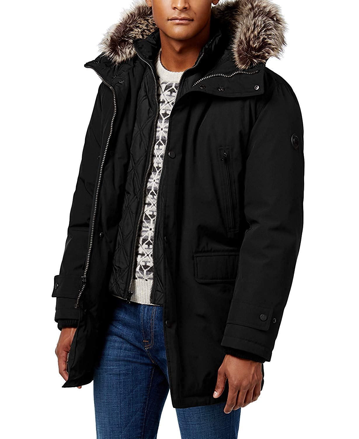Michael Kors Men's MMK791896 Heavyweight Hooded Snorkel Parka Coat