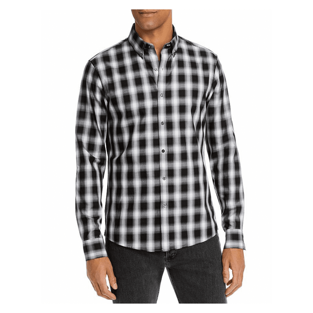 Michael Kors Men Ombre Plaid Slim Fit, Long Sleeve, Button-Down Shirt,  Black, L - Walmart Business Supplies