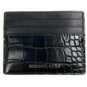 Michael Kors MenS Cooper Tall Card Case Wallet Leather Croc Black