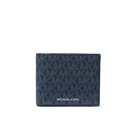 MICHAEL KORS Men's 3 In 1 Cooper Logo Billfold Wallet With Passcase MK $198 (Admiral Blue Signature)