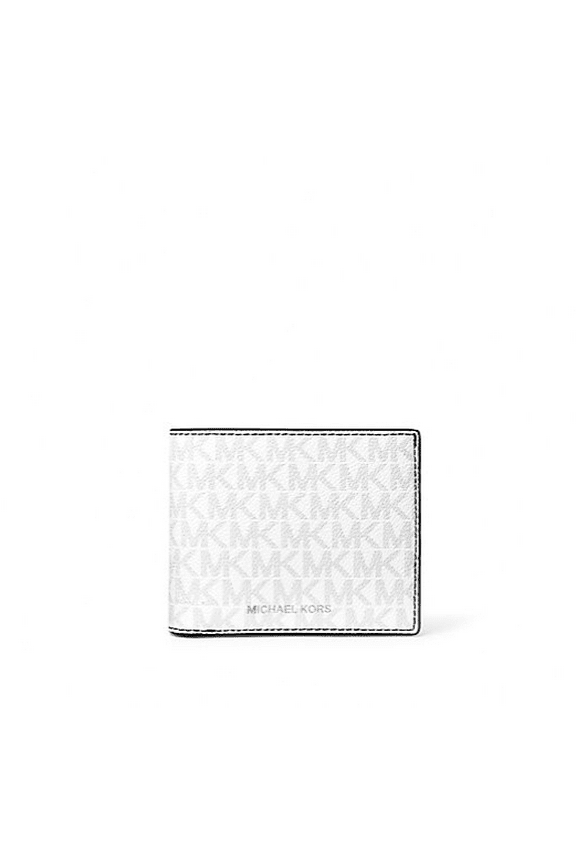 Men's 3 In 1 Cooper Logo Billfold Wallet With Passcase MK $198 (Bright White Signature)