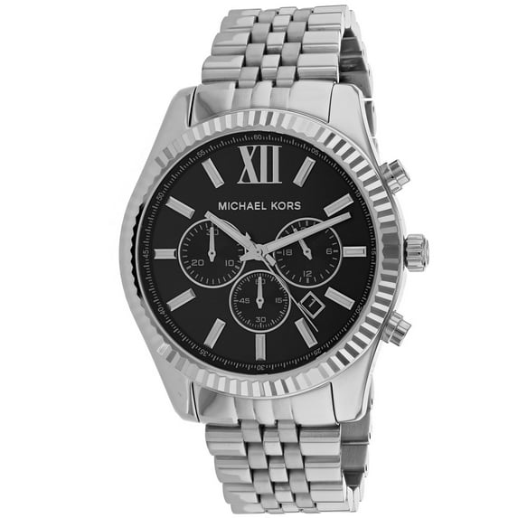 Michael Kors Men's 44mm Steel Bracelet & Case Quartz Black Dial Analog Watch MK8602