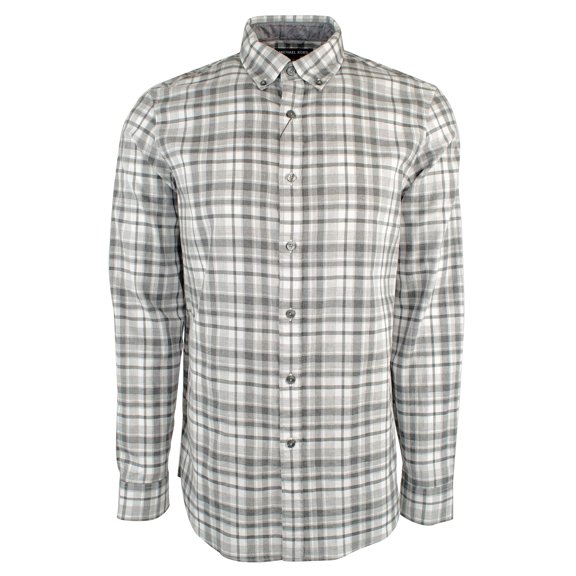 Michael Kors Men's Check-Print Teddy Shirt,Ash Melange, Size XXL, MSRP $128