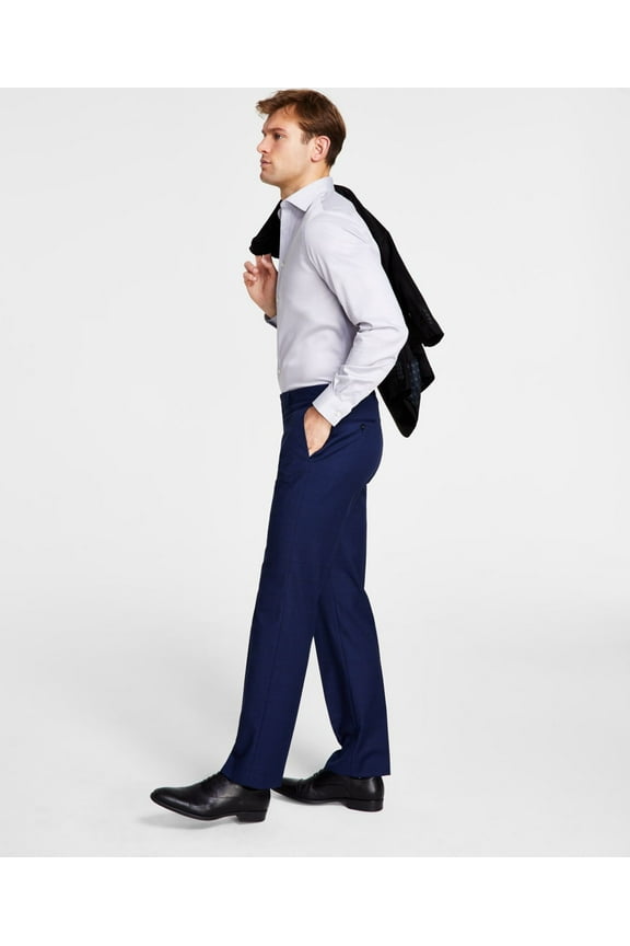 Men's Classic Fit Fall Patterned Dress Pants Navy 42 x 30