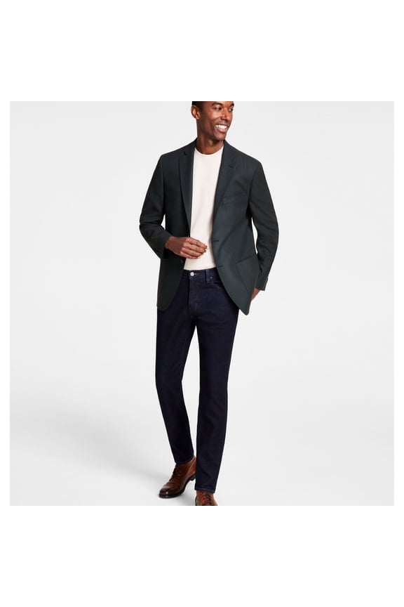 Men's Classic Fit Herringbone Sport Coat Forest Green 38R