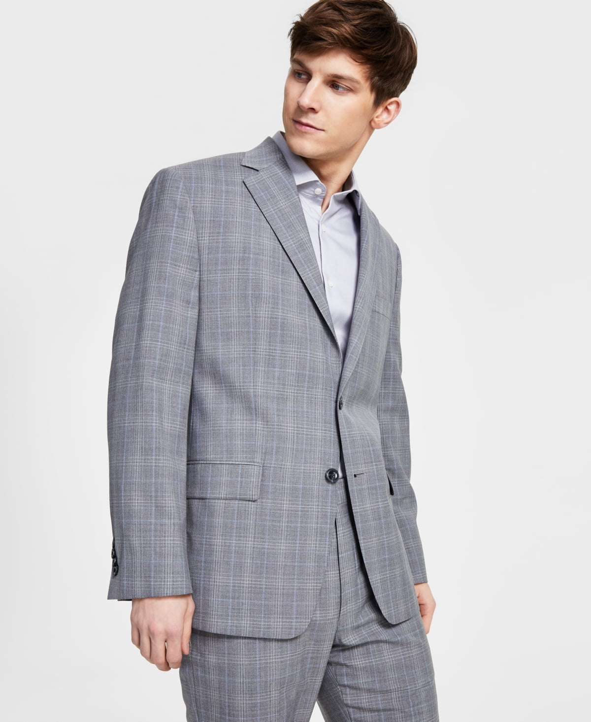 Grey plaid suit jacket hotsell