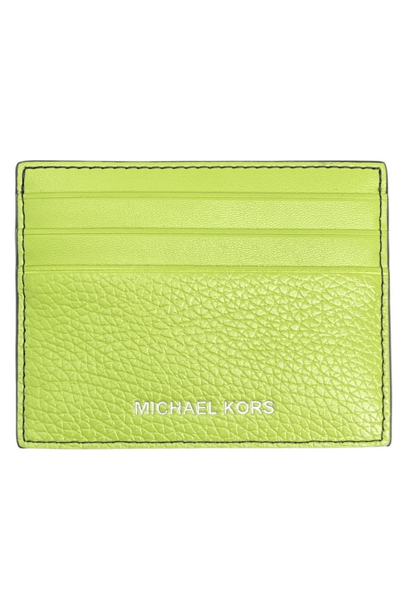 Men's Cooper Pebbled Leather Slim Card Case (Lime)