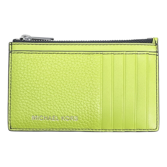 Michael Kors Men's Cooper Slim Pebbled Leather Zip Card Case (Lime)