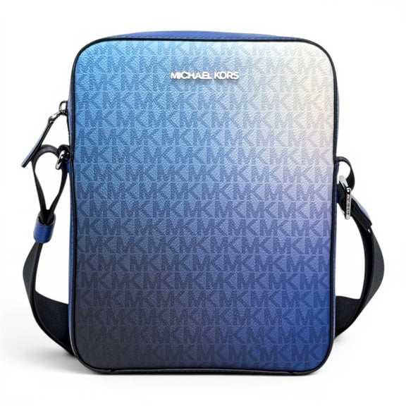 Michael Kors Mens Cooper Small Ombr Signature Logo Reporter Bag (Galaxy Blue Multi)