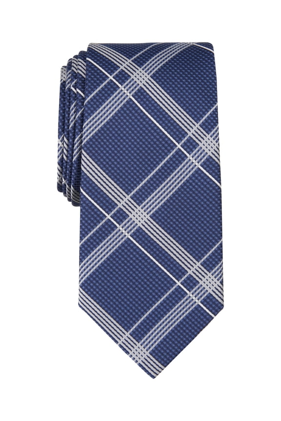 Mens Regular fit Tie Necktie One Size Navy Blue Corso Plaid
