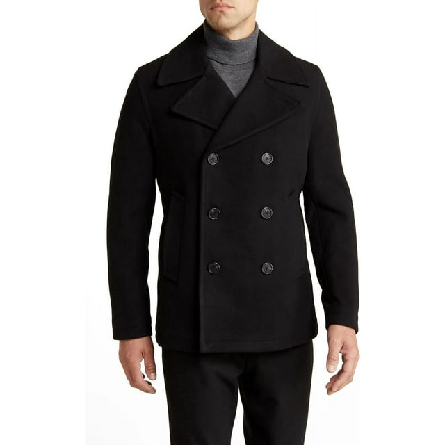 Michael Kors Men's Double Breasted Peacoat-Black-S