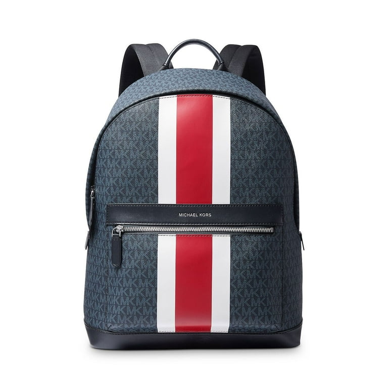 Michael Kors Men's Faux-Leather Varsity Stripe Logo Backpack, Navy