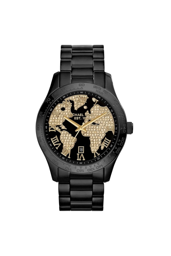 Men's Layton MK6091 Black Stainless-Steel Swiss Quartz Fashion Watch