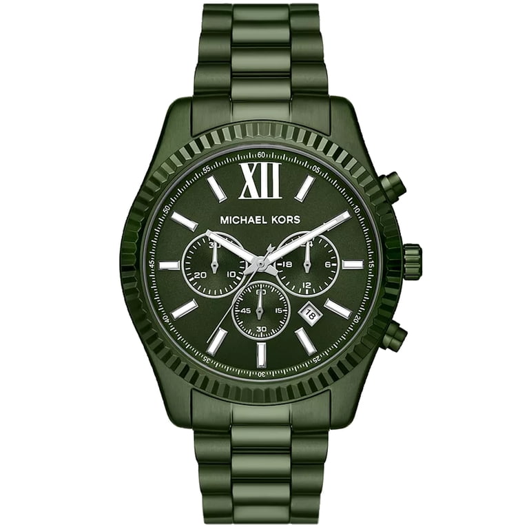 Michael Kors Lexington Chronograph Bracelet Watch Michael Kors Lexington Chronograph Green Dial Two Tone Steel  main image 3