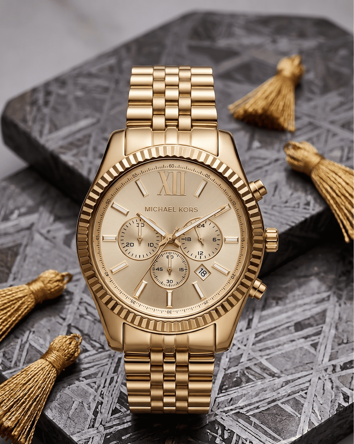Michael Kors, Men's Lexington Gold-Tone Chronograph Watch, MK8281