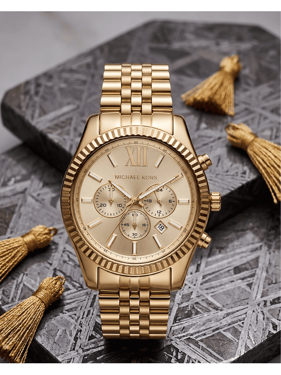 Men's Lexington Gold-Tone Chronograph Metal Watch, MK8281