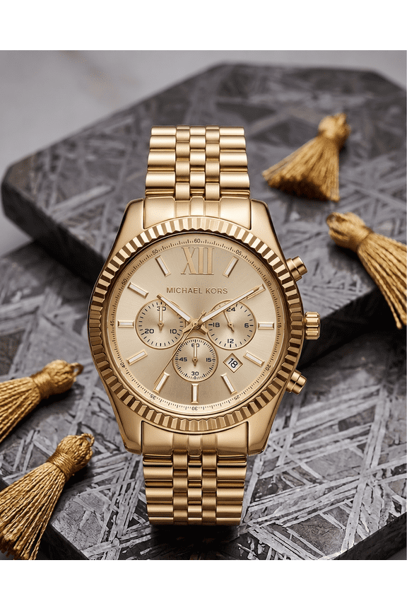 Men's Lexington Gold-Tone Chronograph Metal Watch, MK8281