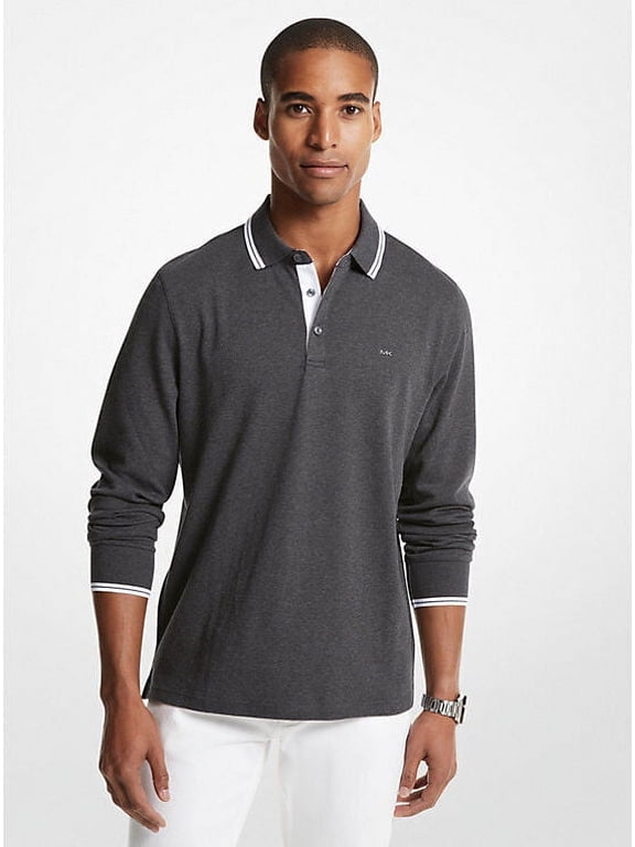 Men's Long-Sleeve Greenwich Polo Charcoal Melange B4HP (2XL)