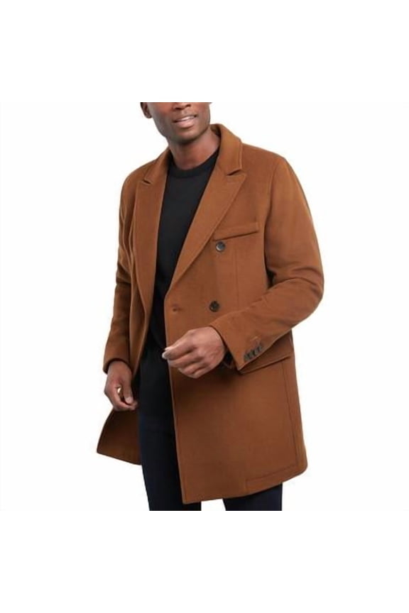 Men's Lunel Wool Blend Double-Breasted Overcoat Coat 36S Brown
