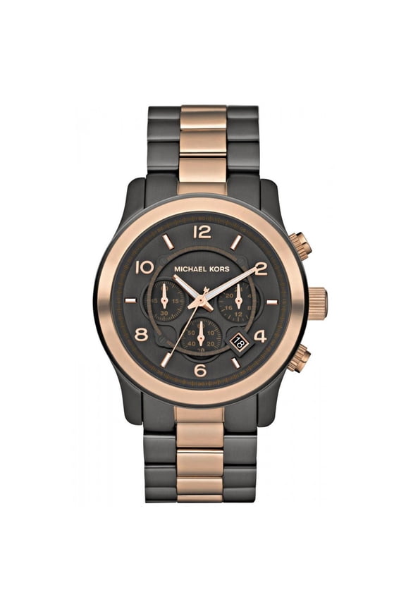 Men's MK8189 Runway Gunmetal Dial Two Tone Stainless Steel Bracelet Chronograph Watch