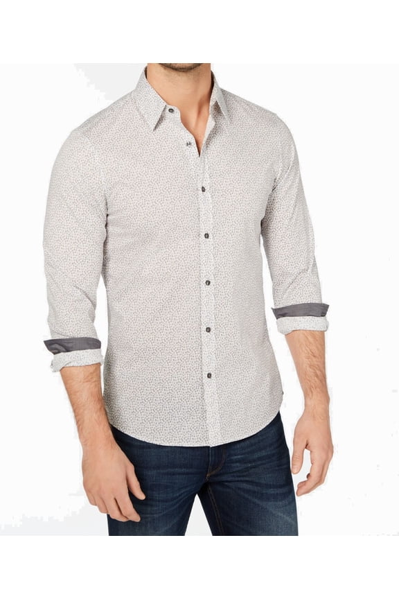 Mens Micro-Print Dot Shirt (Grey Printed, XXL S/S)