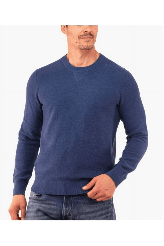 Sweater Men's XL Denim Blue Regular-Fit Solid Crewneck
