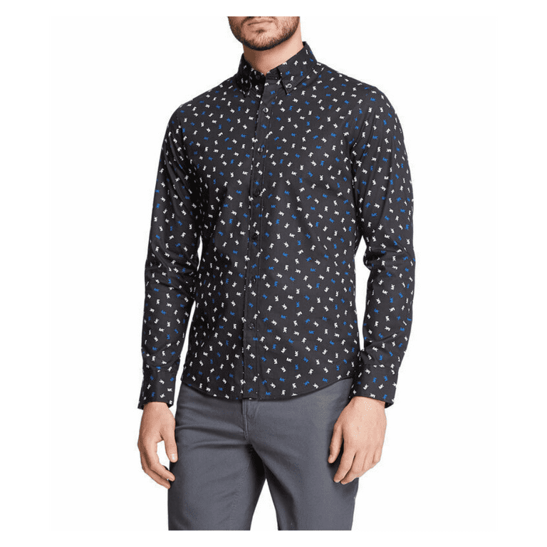 Michael Kors Men's Slim Fit Monogram Stretch Shirt Twilight Blue Size XXL -  Walmart.com