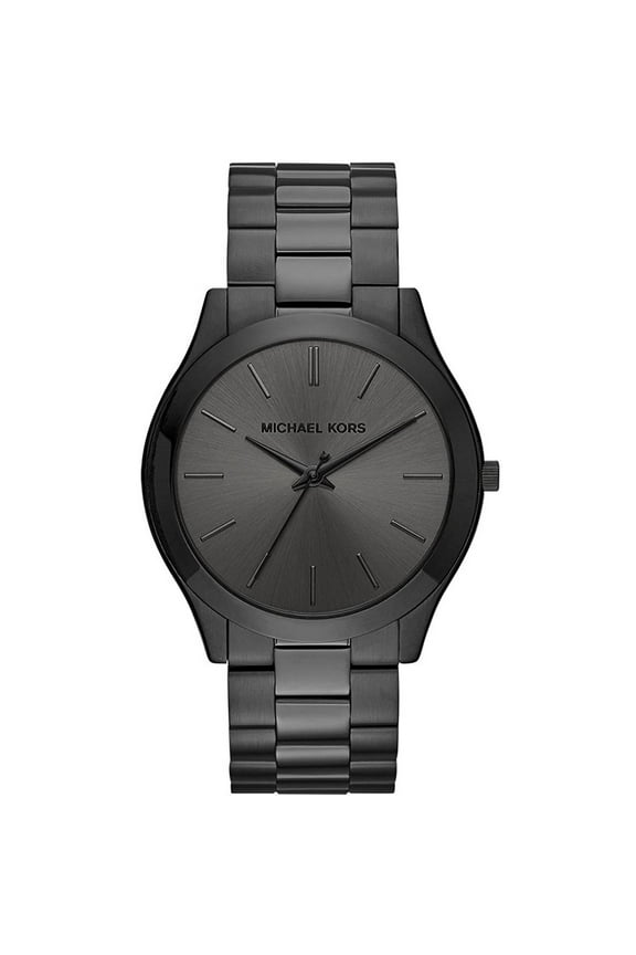 Men's Slim Runway 42mm Black Steel Bracelet & Case Quartz Analog Watch MK8507